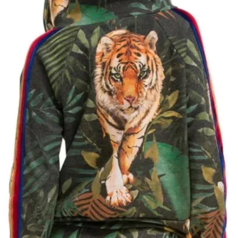 Aviator Nation Velvet Black Jungle Tiger Gold zip hoodie.  Perfect. Never worn.